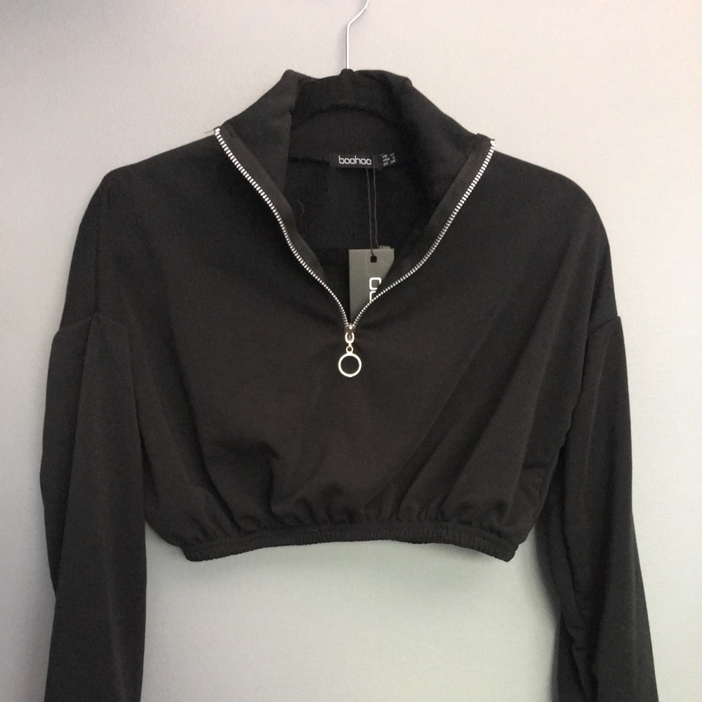 ✨trendy cropped/scrunched half zip top!✨